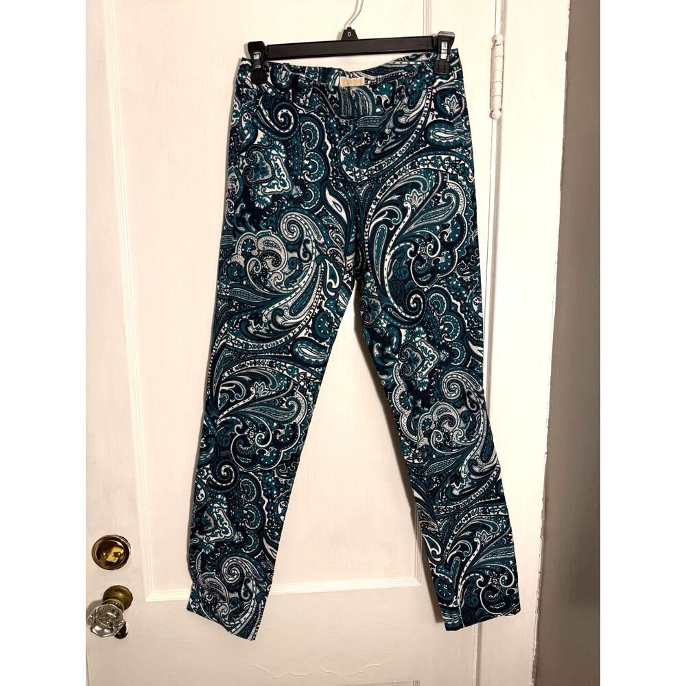 Michael Kors Paisley Teal Blue Green Pants